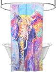 2LB Depot Elephant Shower Curtain - Simple and Elegant Long Bath Curtain with 6 Free Plastic Hooks & Top-Header Grommets - Nature-Inspired Abstract Bathroom Decor - 35''Wx 70''H - Elephant Print