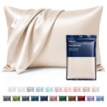 MR&HM Satin Pillowcase for Hair and Skin, Silk Satin Pillowcase 2 Pack, Queen Size Pillow Cases Set of 2, Silky Pillow Cover with Envelope Closure (20x30, Beige)