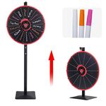 T-SIGN 24 Inch Spinning Prize Wheel Spinner Stand, Tabletop or Floor Spinner Stand, 14 Colorful Slots with 3 Dry Erase Markers and 1 Eraser Win The Fortune Spin Game for Carnival and Trade Show