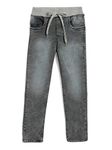 chopper club Boys' Jeans in Soft Knitted Denim with Drawstrings in Slim Fit(ribdenim_Grey_6-7Y_Charcoal-Ribbed)