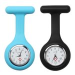 Qkhcable Fob Watch, Nurses Fob Watch, Silicone Nurse Watch with Brooch, Infection Control Design, Pocket Clock with Pin for Health Care Nurses Doctors Paramedic Staff Brooch Digital Fob Watches, 2PCS