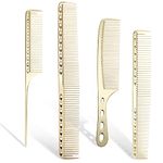 Barber Comb 4Type Aluminum Metal Combs for Cutting Comb Hair Hairdressing Tail Comb (Golden)