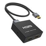 Yinker 4K HDMI Splitter 1 in 2 Out with 5ft Cable, 2 Way HDMI Splitter 1x2 4Kx2K@30Hz w/AC Adapter, Mirror Duplicate for PS4 Fire Stick HDTV