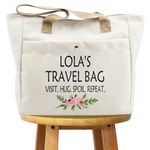 WCGXKO Lola Gift Best Lola Gift Lola Birthday Gift Lola’s Travel Bag Visit Hug Spoil Repeat Tote Bag (LOLA TB CA)