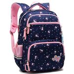 Kids Girls School Backpack with Chest Strap Princess Cute Big Elementary Bookbag (Medium, Royalblue)