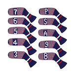 Scott Edward 10Pcs Golf Iron Headcover Set Washable & Durable Adorable Socks Shape Golf Club Irons Head Protector,Numbers from 3-9,ASP (Dots)