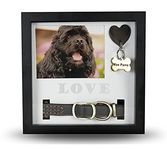 Daily Power-tivity Pet Memorial Picture Frame Shadow Box - Dog Gift Keepsake wCollar Mount and Heart Hook Forever In Memory, Remembrance Show Sympathy For Your BONUS TWO Mattes to choose from, Black