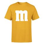 Letter M Halloween Costumes T-Shirt | Funny Cool Graphic Tee Idea | for Men, Gold, Small