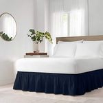 Easy Fit Wrap Around Solid Ruffled Bed Skirt, Queen/King, Navy (11577BEDDQKGNVY)