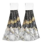 2 Pack Hand Towel Gold Black Marble