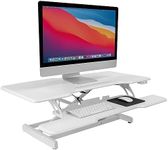 Mount-It! Electric Standing Desk Converter with 38" Tabletop, Stand up Desk Riser, Height Adjustable Sit to Stand Desk, Fits Dual Monitors, Keyboard Tray, Device Slot, for Monitor & Laptop, White