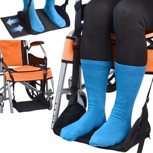 Caredgitz Premium Wheelchair Footrest Hammock, Anti-Slip Foot Sling for Wheelchair Foot Rest Replacement, Adjustable Leg Rest for Rollator w/Rigid Base, Leg Hammock for Walker, Wheelchair Accessories