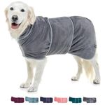 Lucky Paws® UK Dog Drying Coat - Double-Layer Dog Drying Robe for Faster Drying in Minutes, Super Absorbent Dog Towel & Ultra Soft Dog Dressing Gown in One Luxurious Dog Towel Robe Drying (XL, Grey)