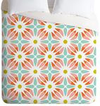 DENY Designs 52146-dlitwi Heather Dutton Crazy Daisy Sorbet Duvet Cover, Lightweight, Twin Size