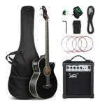 GLARRY Full Size Acoustic Electric Bass Guitar Beginner Kit w/ 15W Amp, Cutaway 4 Strings Electric Acoustic Bass Guitar w/Inbuilt Tuner, Bag, Strap, Picks, Strings, Bass Guitarra, Matte Black