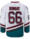 Mens Ducks Movie Shirts Ice Hockey Jersey, #66 Bombay White, XL