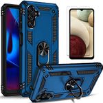Galaxy A13 5G Case, Samsung Galaxy A13 5G Tough Case, with [Tempered Glass Screen Protector Included], STARSHOP Military Grade Shockproof Drop Protection Phone Cover with Metal Ring Kickstand - Navy
