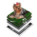 MEEXPAWS Small Dog Artificial Grass Litter Box Toilet with Tray | 18×14 in |2pcs Sturdy Grass Replacement Set| Rapid Drainage for Indoor Use