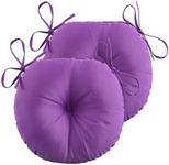 ZEOLABS Bistro Chair Cushions,15 inch Waterproof Tufted Outdoor Round Chair Cushions with Ties for Patio Furniture,Set of 2,Purple