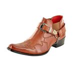 My Perfect Pair Mens Western Cowboy Ankle Boots with Harness (Brown, Size 8)