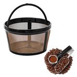 Prasacco Reusable Coffee Filter, 4 Cup Basket Coffee Filter Coffee Filter with Stainless Steel Mesh Bottom, Gold Mesh Coffee Filter for Mr. Coffee and Black & Decker Coffee Makers BPA Free