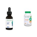 Organika Vitamin D3 Liquid 2500IU- Olive Oil Base, Immune System Support- 30ml & Liposomal Vitamin C 500mg- High Absoprtion for Superior Bioavailability, Immunity- 60vcaps