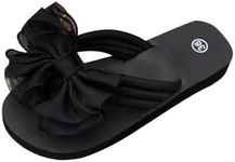 GORGLITTER Women's Bow Sandals Flip Flops Beach Sandals Flats Round Open Toe Slide Sandals Black 7.5