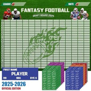 Fantasy Football Draft Board 2025-2026 Season - Extra Large 5.3 Feet x 3.7 Feet Fantasy Football Draft Kit - 14 Teams 20 Rounds Include 600+ Player Stickers Top Rookies, Blank Lables