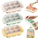 Fuvdreamer Ice Cube Tray for Freezer 3 Pack - Mini Ice Cube Trays with Lid & Easy-Release Silicone Bottom,Suitable for Cocktail,Whiskey，Beer, Coffee, Juice, Stackable Small Ice Cube Molds