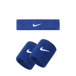 V N Traders Moisture Wicking and Non-Slip Exercise Workout Cotton Headband and Wrist Band for Men and Women (Blue, 1 Pair)