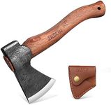 JASON 11" Camping Axe Hatchets, Small Splitting Hatchet for Chopping Wood, Hand Forged Bushcraft Axe with Sheath for Outdoor Survival Wood Carving with Gift Box