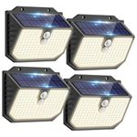 nipify Outdoor Solar Lights,Upgraded 5000K Neutral Solar Security/Wall Light, 3 Modes Motion Sensor and IP65 Waterproof Solar Lights Outdoor Garden for Outside Driveway Porch Garage Backyard (4 Pack)