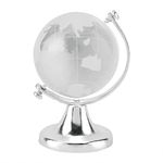 World Globe Crystal Ball, Mini Paperweight Healing Meditation Ball with Stand Magic Earth Map Display Ball for Home Office Decor (Silver)