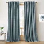 RYB HOME Blue Velvet Curtains 108 inches- Blackout Curtains for Living Room, Thermal Insulated Noise Reducing Panels Soft Luxury Window Decor for Bedroom, Stone Blue, W52 x L108 inches, 2 Panels