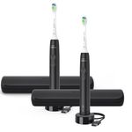 PHILIPS Adult Sonicare Flexcare Whitening Edition Rechargeable Manual Toothbrush Bundle Hx6964, Handles Diamondclean Plaque Control Brush Heads Usb Charging Travel Cases, Black, (Pack Of 2)