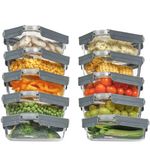 Vtopmart 10Pack 22oz Glass Food Storage Containers with Lids, Meal Prep Containers, Airtight Lunch Containers Bento Boxes with Snap Locking Lids for Microwave, Oven, Freezer and Dishwasher