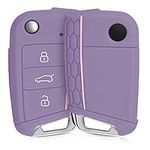 kwmobile Car Key Cover Compatible with VW Golf 7 MK7 3 Button Car Key Key Cover - Silicone Protective Car Key Fob Case - Pastel Purple/Pink