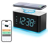 iTOMA Alarm Clock Radio with 15W Wireless Charger, APP Control, FM Radio, Bluetooth, Two Charging Ports, Dual Alarm, Sleep Timer, Snooze, Auto-Manual Dimmer, Night Light,Clock Radio for Bedroom 207A