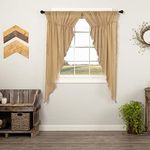 VHC Brands Tobacco Cloth Fringed Farmhouse Decor Kitchen Swag Prairie Panels Door Window Tier Set Curtains for Kitchen Bedroom Bathroom Living Room Dining (Khaki, Short Prairie Panel Pair)