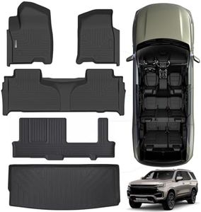 SANBAN-AXE Floor Mats & Trunk Mat for Chevrolet Tahoe 2021-2023 2024-2nd Row Bench Seat (8 Seats Version) /GMC Yukon（Not Fit XL,TPE All Weather Protection Car Floor Liners for Chevy Tahoe