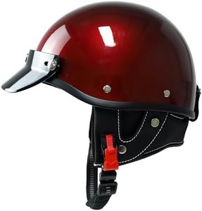 Half Motorcycle Helmets Retro Open Face Half Shell Motocross Helmet for Cycling Motocross Cruiser Bike Scooter Chopper Men Women DOT Approved (Red, Large)