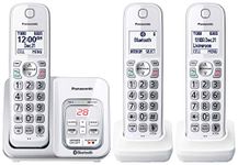 Panasonic DECT 6.0 Expandable Cordless Phone with Link-to-Cell, Answering Machine, Call Block, and Talking Caller ID - 3 Cordless Handsets - KX-TGD593CW (White)