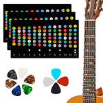 3 pcs Guitar Scale Stickers, lyfLux Beginner Fingerboard Stickers, Self Study Electric Guitar Stickers, Suitable for Beginners to Practice 6 String Acoustic Guitar, 10 Guitar Picks