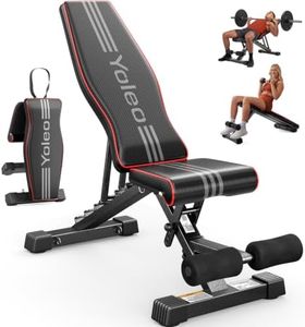 Yoleo Adjustable Weight Bench for Full Body Workout; Foldable Bench Press Bench of Home Gym Strength Training; Incline Decline Flat Utility Workout Bench with Quick Folding& Fast Adjustment (Black)