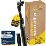 BikePeak Seat Post Suspension in Black Including 4 changeable Springs 27.2/30.9/31.6 mm | 350 mm Long Adjustable Shock Absorber Seatpost (Length 350 mm, Diameter 30.9)