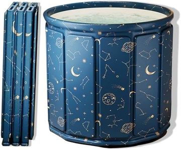 AYES Foldable Soaking Bathtub for Adults, Portable Ice Bath tub for Cold Water Therapy Training, Outdoor Plunge Tub, Bathroom Freestanding Bathtubs for Shower Spa Sauna (Planet Blue, 70cm*70cm*65cm)
