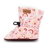 JAN & JUL Baby Soft Sole Shoes for Girls, Fleece Lined Stay-On (Pink Rainbow, Size: Medium Toddler)