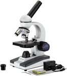 AmScope - Compound Student Microscope, 40X-1000X, Monocular Head, All Glass Optics, LED, All Metal Framework, Cordless Capable Beginner Microscope - M150C