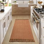 Collive Washable Area Rug 3' x 5', Modern Woven Kitchen Rugs, Terracotta Braided Cotton Rug Indoor Door Mat Throw Carpet for Entryway Living Room Nursery Laundry Room