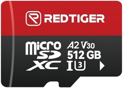 REDTIGER High Speed Micro SD Card with Adapter,512GB microSDXC UHS-I Class 10, U3, V30 A2, Support for Dash Cameras and Recording 4K Video Recording, Compatible with F7NP&F7NT&F17&VP20&F17PLUS